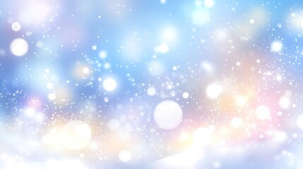 Obraz premium Blurry colorful lights sparkle against a cool blue backdrop, enhancing a festive winter vibe