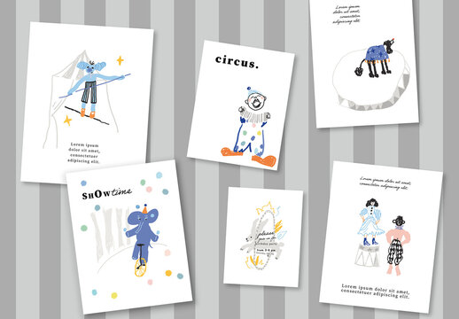 Artistic Circus Themed Posters Layout