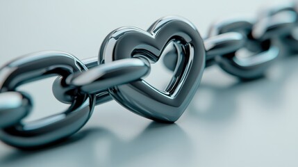 A chain adorned with a heart-shaped link symbolizes love and connection for Valentine's Day.