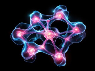 Surreal action of abstract medical hologram interconnected particles futuristic environment digital art concept