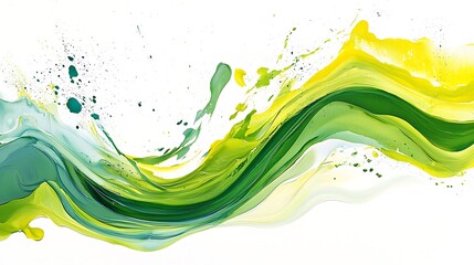 Vibrant lime green wave abstract design with a bright, zesty color against a white backdrop