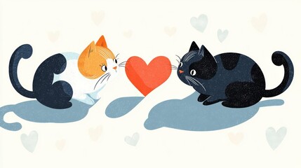 Fototapeta premium Two playful cats sharing a heartfelt moment together.