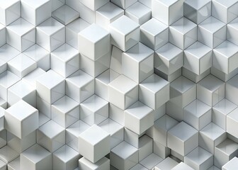 Obraz premium Abstract geometric cube pattern minimalist white textured digital background