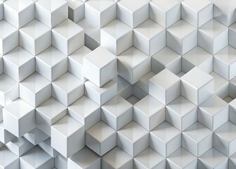 Abstract geometric cube pattern minimalist white textured digital background