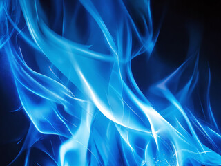 Fototapeta premium Evocative blue flames dance against a dark backdrop creating a mesmerizing visual experience that captivates the viewer's attention