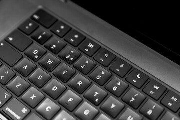 Modern computer laptop keyboard keys. the concept of solution oriented thinking method concept in...