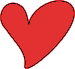 Heart continuous line drawing. Single hand drawn contour heart, love, romance, wedding. Shape heart lineart. Single lineart sketch heart. Symbol love. Heart fashion Simple icon on white background.