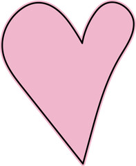 Heart continuous line drawing. Single hand drawn contour heart, love, romance, wedding. Shape heart lineart. Single lineart sketch heart. Symbol love. Heart fashion Simple icon on white background.