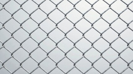 Fototapeta premium A Detailed Close-Up View of a Metal Chain-Link Fence Against a Smooth, Light Background