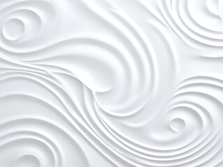 Abstract white wall design featuring swirling patterns and textures in a modern interior setting