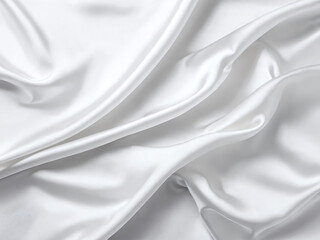 Obraz premium Elegant white satin fabric draping softly with smooth textures, ideal for fashion or interior design use
