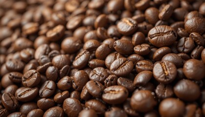 macro shot of coffee beans with rich brown textures
