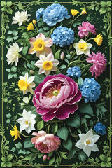 Vector of a floral arrangement wallpaper.