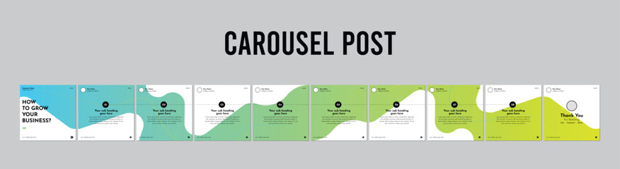 Set of Linkedin Carousel Post, editable social media Instagram carousel post, modern and creative business carousel post template, eps 10.