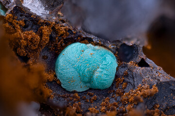 pseudomalachite. Specimen from Silberbrünnle Mine, Gengenbach, Germany. Micro photography extreme...