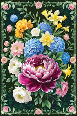 Vector of a floral arrangement wallpaper.