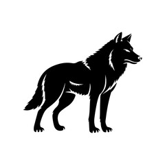 Elegant Wolf Silhouette – Bold Black Standing Wolf Art