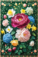 Vector of a floral arrangement wallpaper.