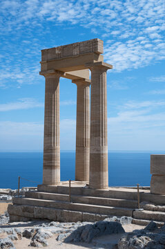 Ancient Athena Lindia temple, located on Lindos, the island of Rhodes