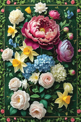 Vector of a floral arrangement wallpaper.