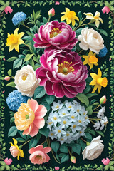 Vector of a floral arrangement wallpaper.