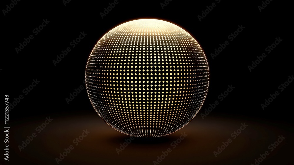 Poster pulsing dotted sphere animation, a vibrant 3d orb with luminous dots that rhythmically expand and co