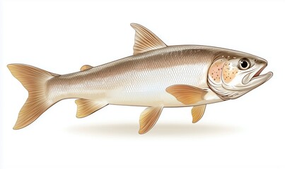 Fototapeta premium Realistic illustration of a fish showcasing detailed anatomy, scales, fins, and coloration, emphasizing aquatic life and biodiversity