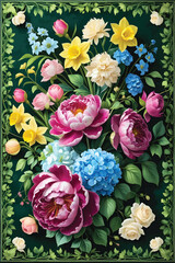 Vector of a floral arrangement wallpaper.