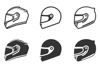 Set of Motorcycle Helmet silhouette Vector