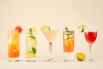 Juices in drink glasses