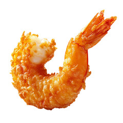 Crispy golden fried shrimp isolated on a transparent background