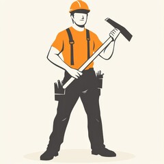 Construction worker holding a hammer, symbolizing strength and dedication