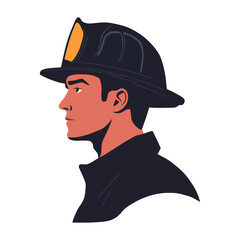 Vector illustration of a firefighter in profile with a helmet