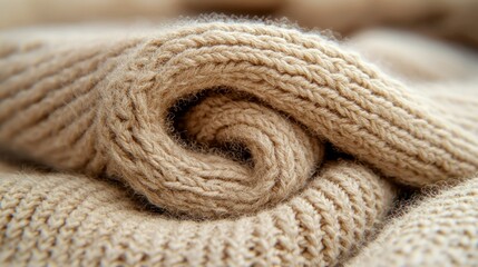 Beige Knit Sweater Rolled Closeup Texture