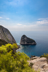 Impressive Plakaki Beach viewpoint captured on a sunny day. Located on a Greek island of Zakynthos