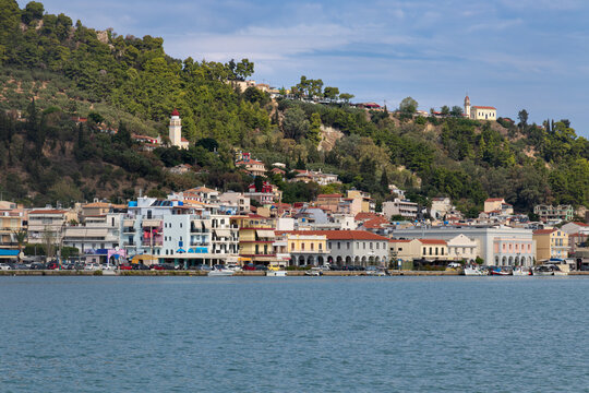 Panorama of Zakynthos Town captured on a sunny day. Located on the Greek island of Zakynthos.