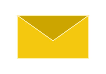 Sobre amarillo de correo postal en fondo blanco