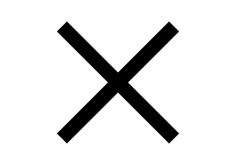 Aspa o equis negra en fondo blanco