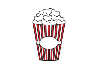 Recipiente de palomitas de barras blancas y rojas para cine