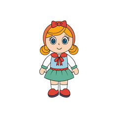 Adorable Braided Doll in Pastel Outfit Vector Illustration