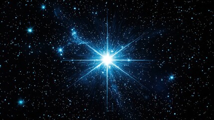 Naklejka premium Bright star explodes in cosmic space; night sky background; science fiction