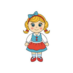 Adorable Braided Doll in Pastel Outfit Vector Illustration