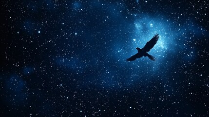 Obraz premium 103. A majestic glowing phoenix flying through an ethereal sky filled with stars