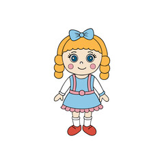 Adorable Braided Doll in Pastel Outfit Vector Illustration