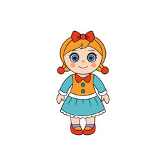 Adorable Braided Doll in Pastel Outfit Vector Illustration