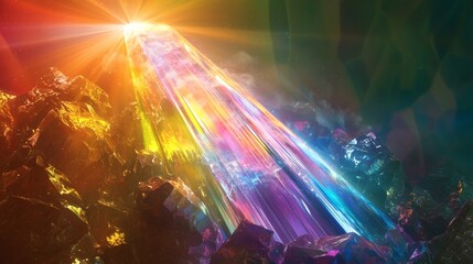 115. A glowing prism refracting light into an ethereal spectrum of colors