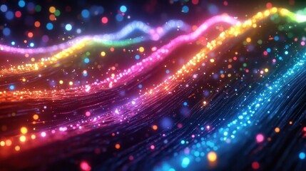 Obraz premium Mesmerizing Celestial Lights This captivating digital art piece showcases a vibrant luminous display of dynamic color effects and fluid movements evoking a sense of cosmic energy and ethereal beauty