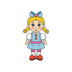 Adorable Braided Doll in Pastel Outfit Vector Illustration