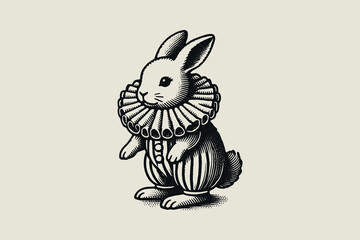 Rabbit in clown costume with ruffled collar, vintage illustration © Victoria