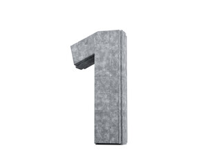 Concrete Number One 1 Digit Made Of Grey Concrete Stone 3d Illustration
